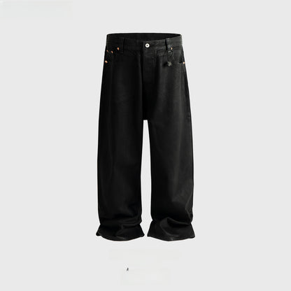 Ro Style Black Waxed Coated Straight Leg Jeans