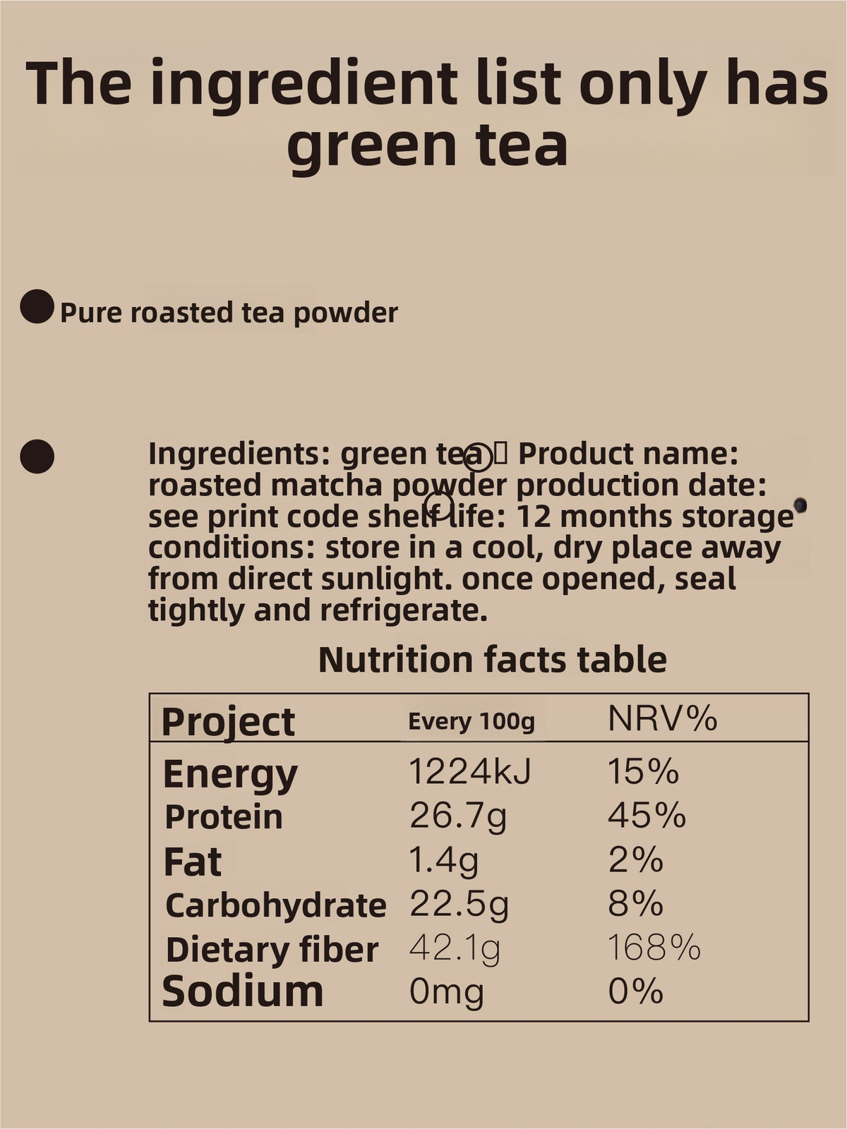 Roasted green tea powder