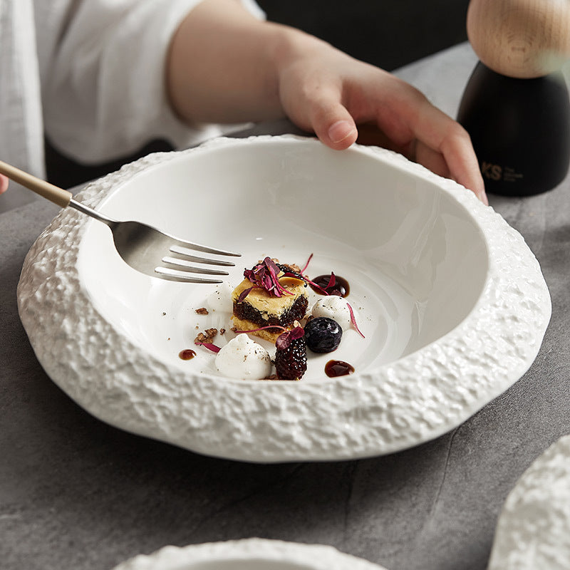 Rock Pattern Ceramic Deep Dish Plate