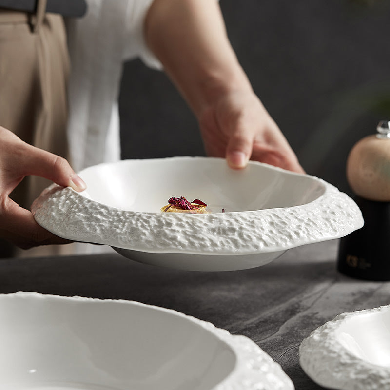Rock Pattern Ceramic Deep Dish Plate