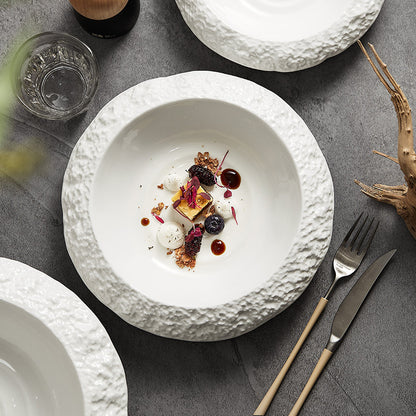 Rock Pattern Ceramic Deep Dish Plate