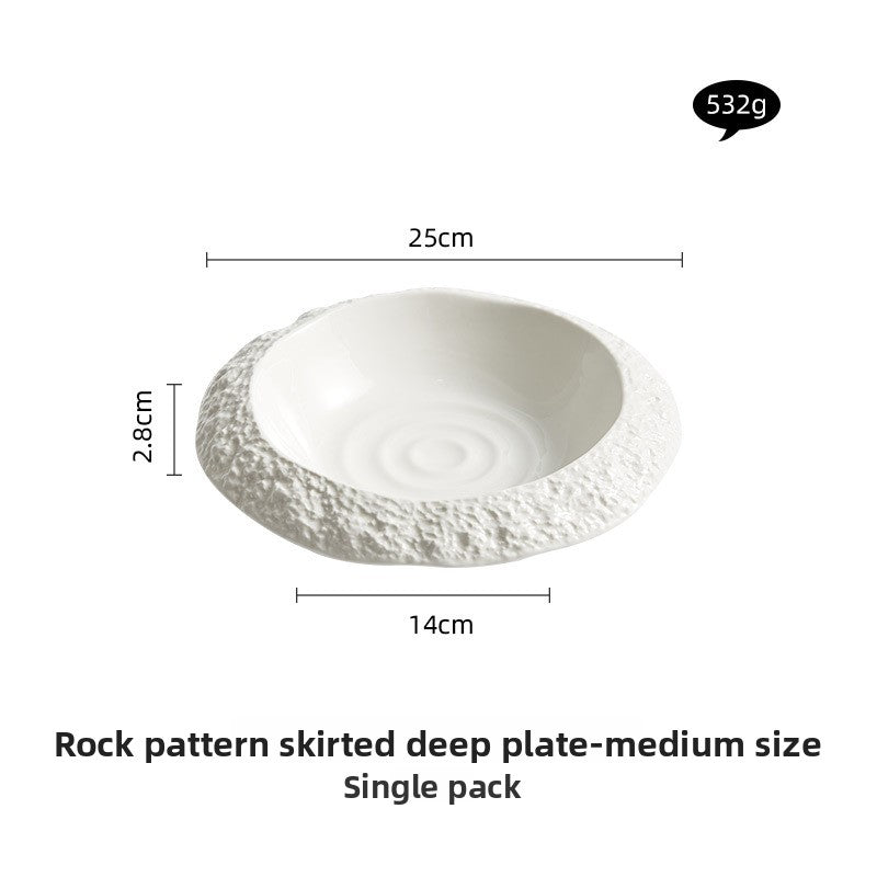 Rock Pattern Ceramic Deep Dish Plate