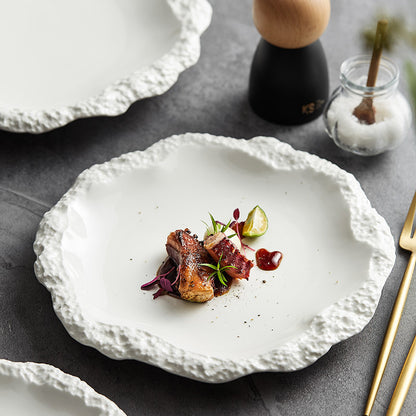 Rock Pattern Ceramic Skirted Plate