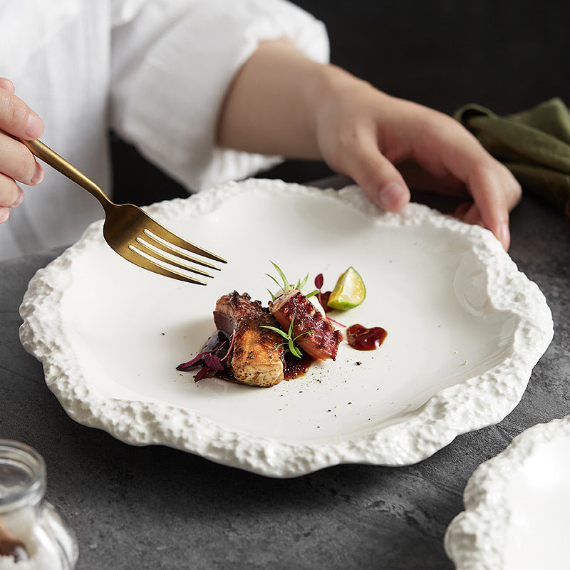 Rock Pattern Ceramic Skirted Plate