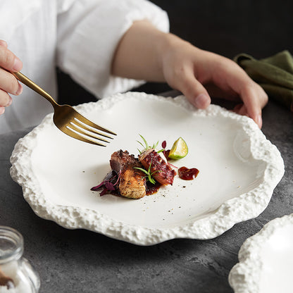 Rock Pattern Ceramic Skirted Plate
