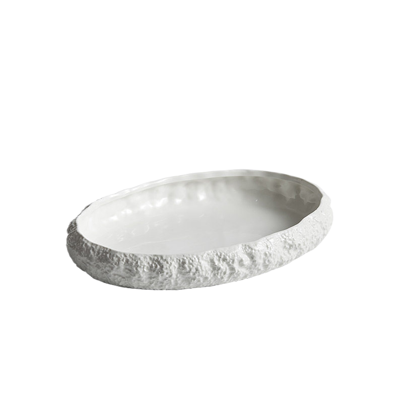 Rock Pattern Deep Steamed Fish Ceramic Plate