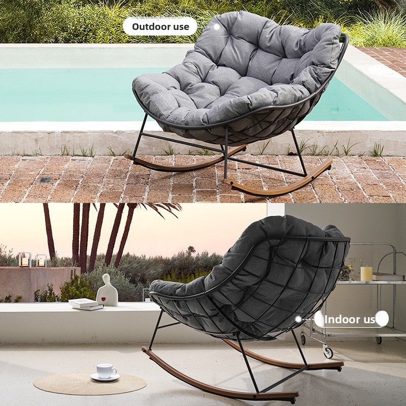 Rocking Lounge Chair with Water-Resistant Cushion