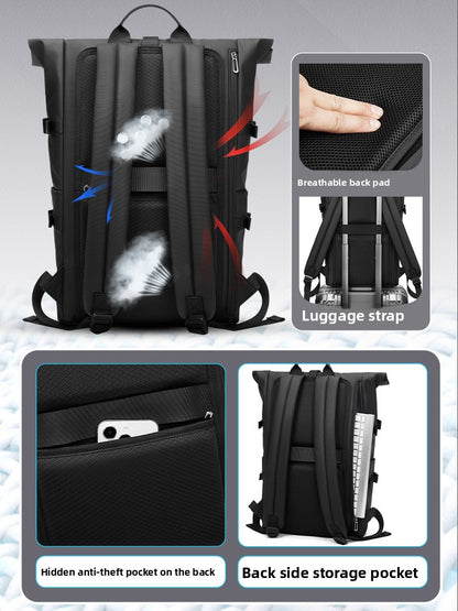 Roll Top Backpack Large Capacity Travel Bag