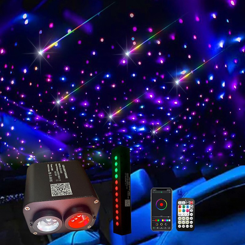 Roller rotates fiber optic lamp