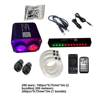 Roller rotates fiber optic lamp