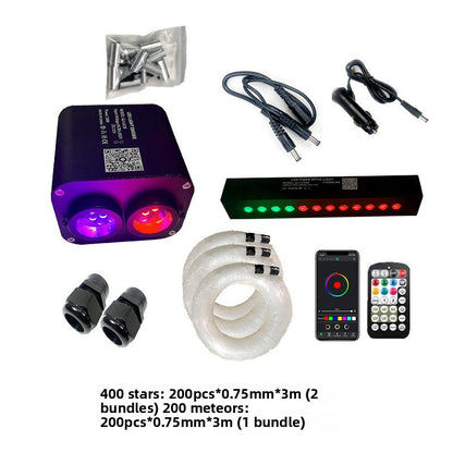 Roller rotates fiber optic lamp