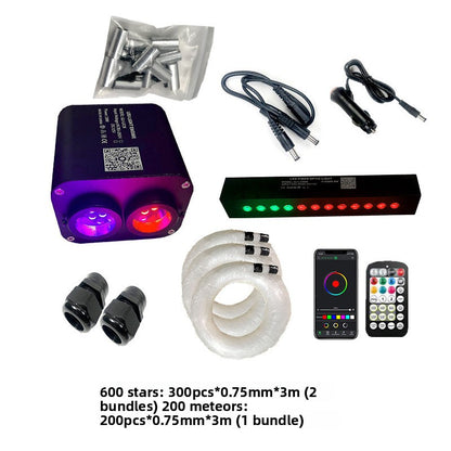 Roller rotates fiber optic lamp