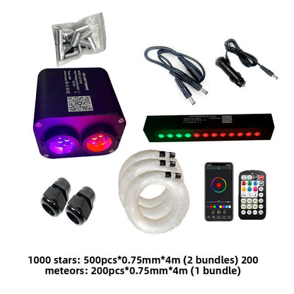 Roller rotates fiber optic lamp