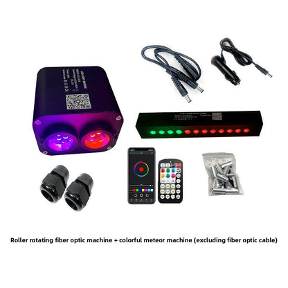 Roller rotates fiber optic lamp