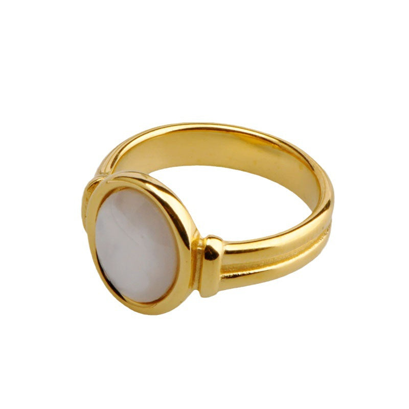 Roman Arc Shell Mother-of-Pearl Oval Ring