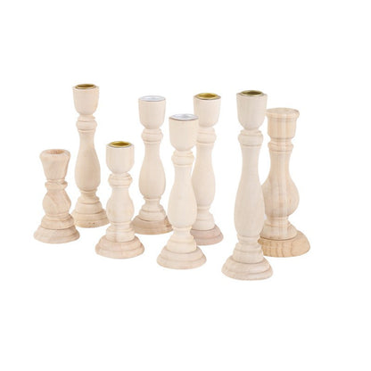 Roman Column Wooden Candlestick Holder