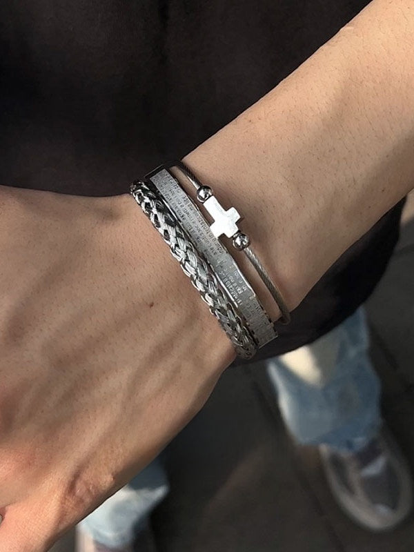 Roman Design Stackable Metal Bracelet for Men