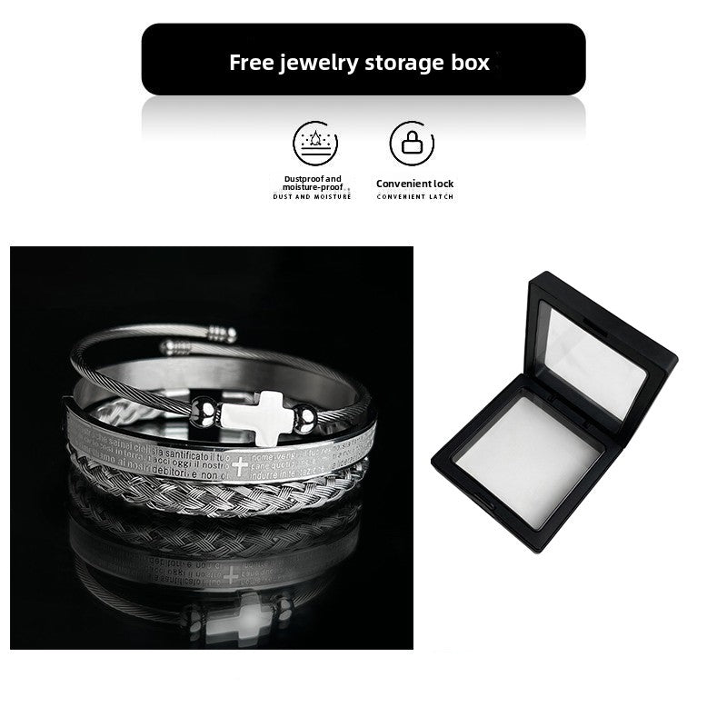 Roman Design Stackable Metal Bracelet for Men