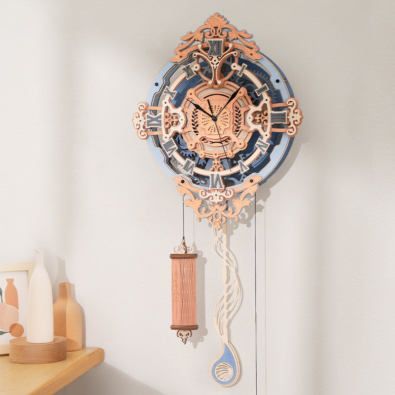 Roman Note 3D Wooden Wall Clock DIY Kit