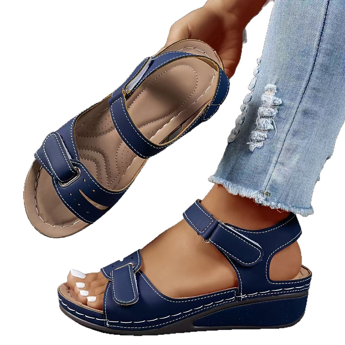 Roman Style Velcro Strap Sandals for Women