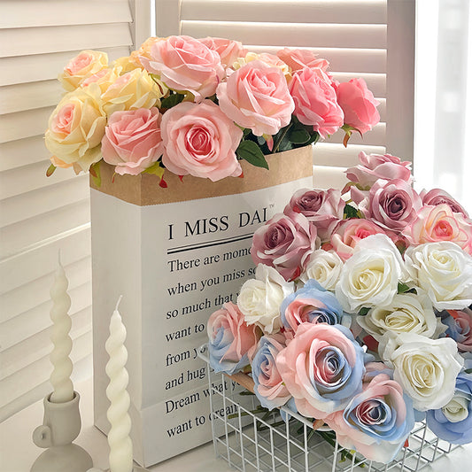 Rose artificial flower, crushed ice blue rose