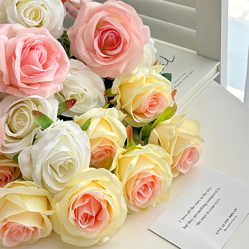 Rose artificial flower, crushed ice blue rose