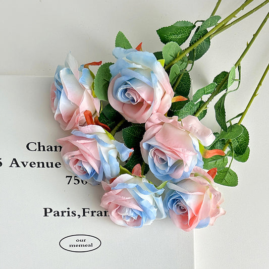 Rose artificial flower, crushed ice blue rose