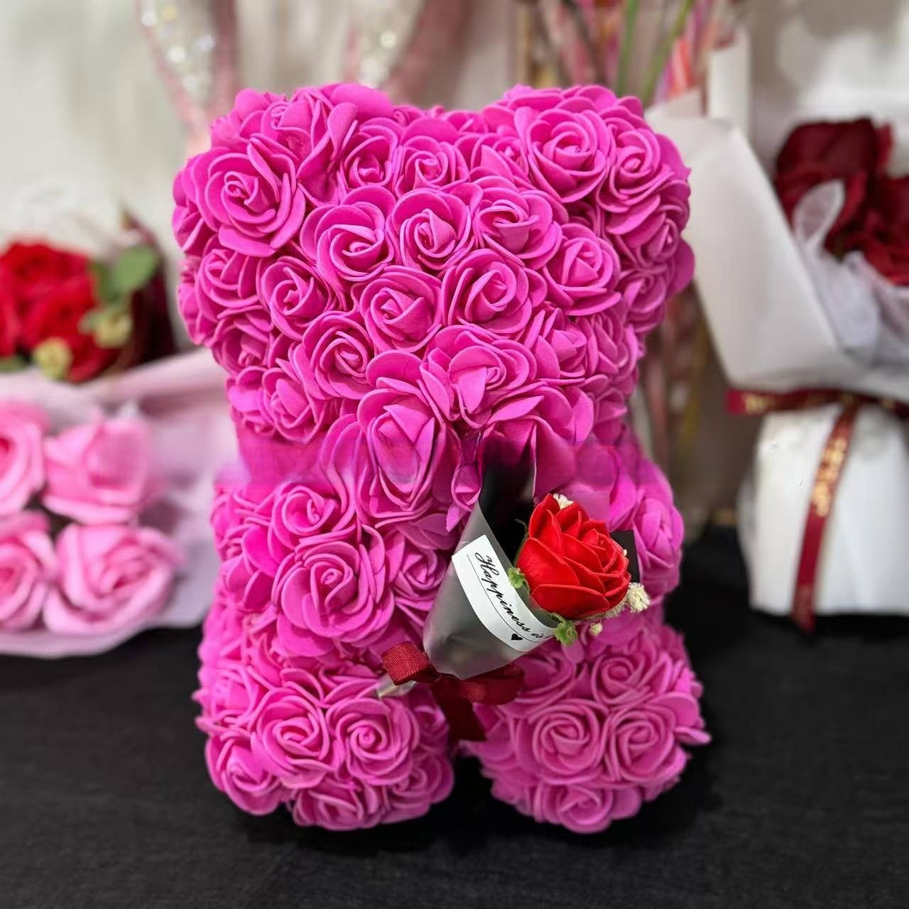 Rose Bear with Bouquet