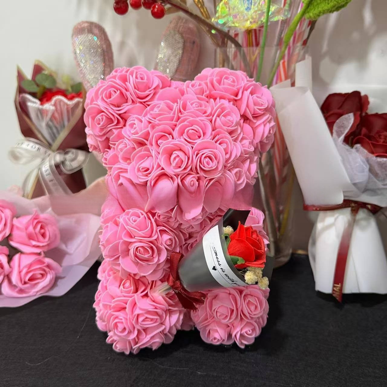 Rose Bear with Bouquet