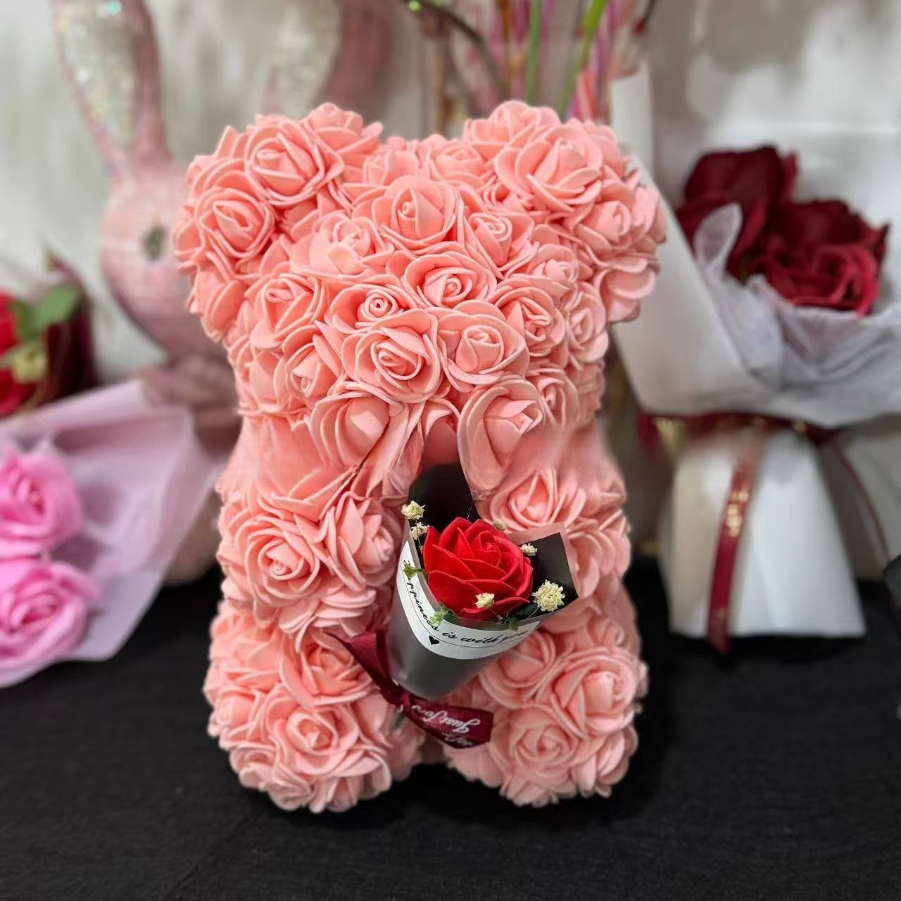 Rose Bear with Bouquet