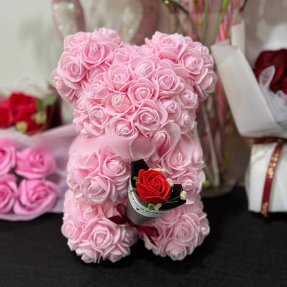 Rose Bear with Bouquet