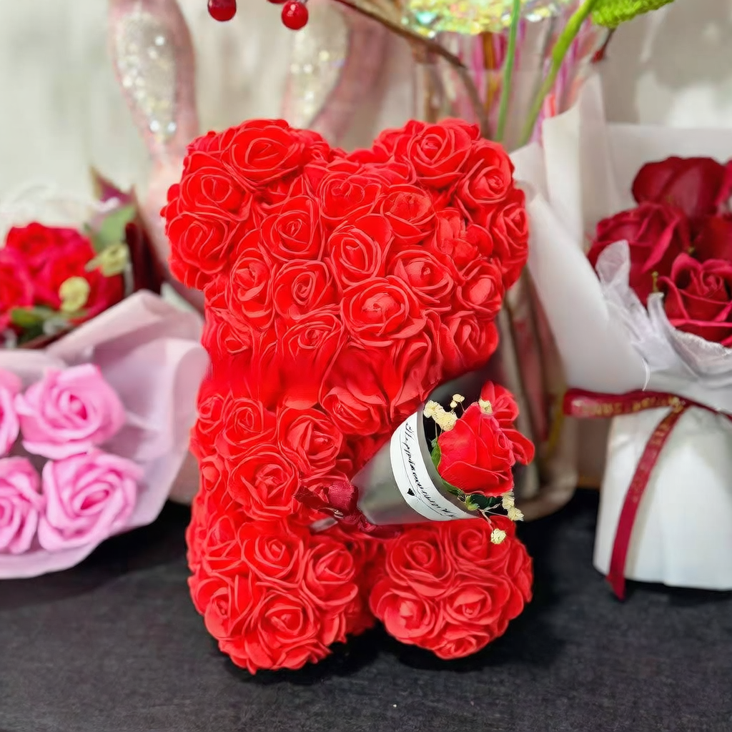Rose Bear with Bouquet