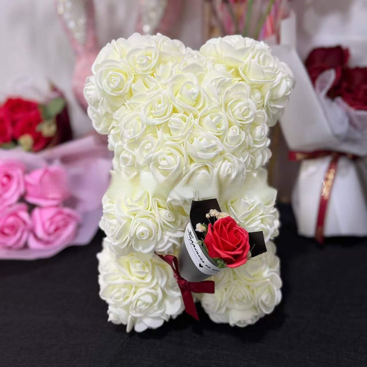 Rose Bear with Bouquet