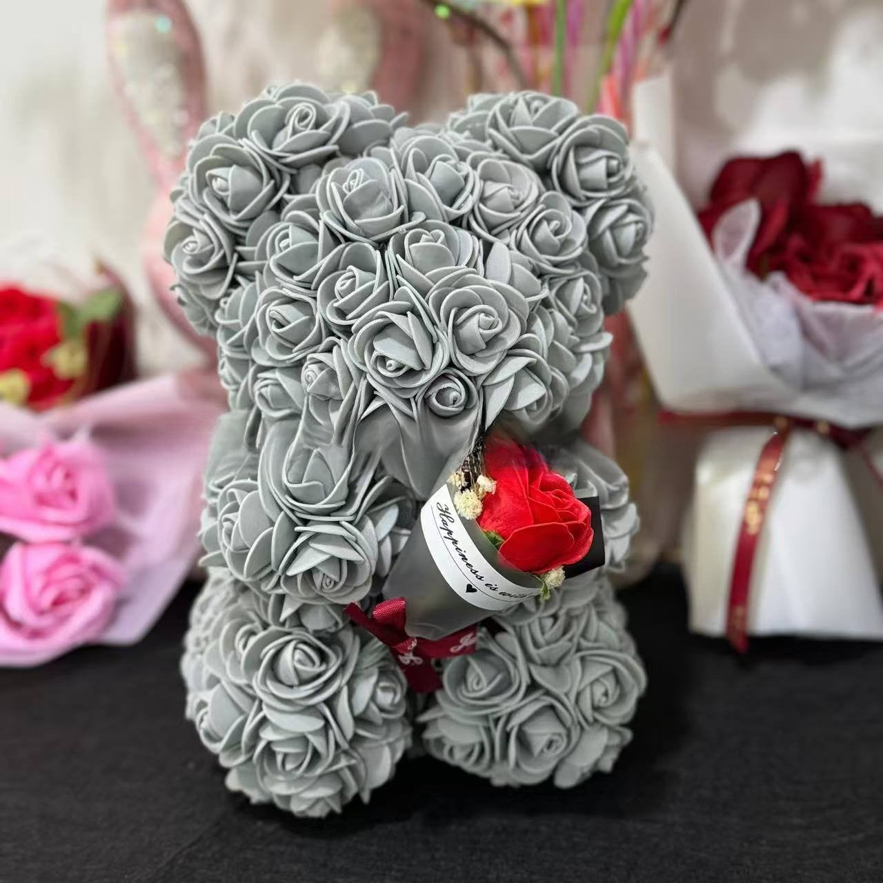 Rose Bear with Bouquet
