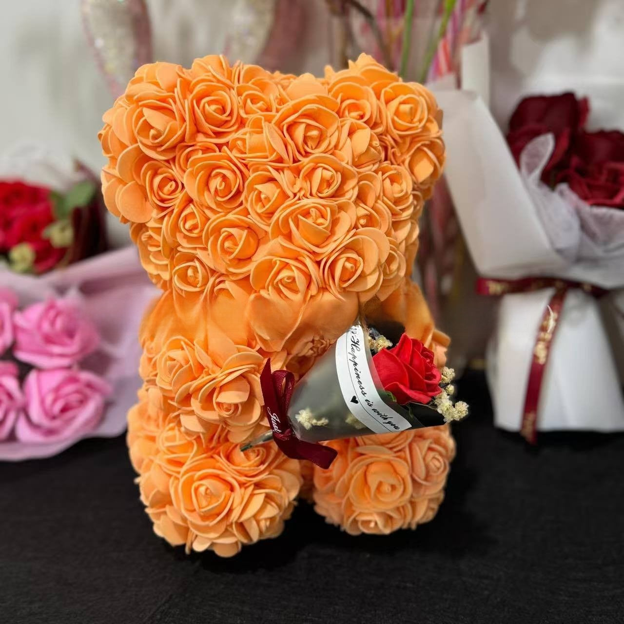 Rose Bear with Bouquet