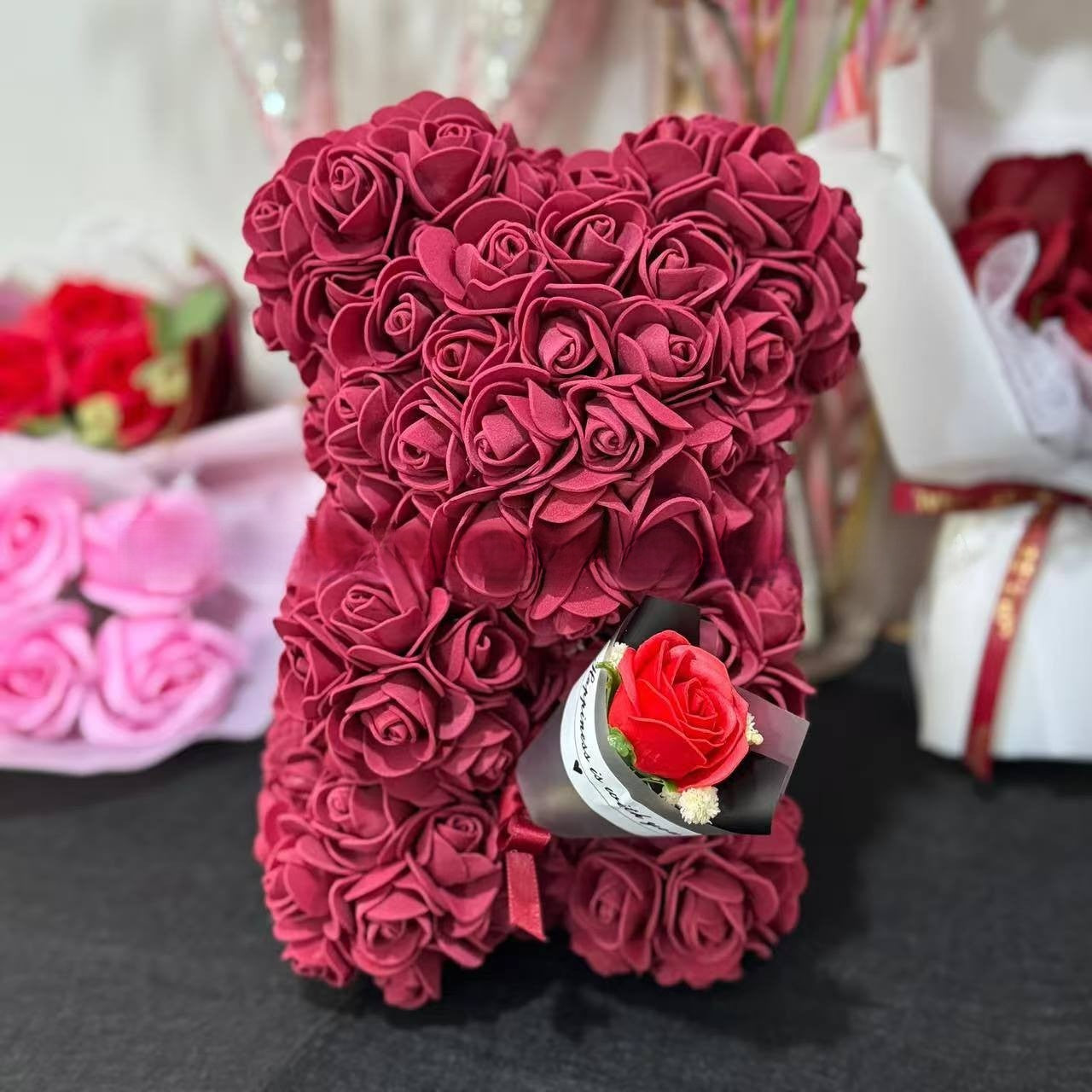 Rose Bear with Bouquet