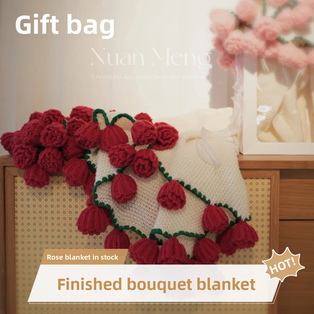 Rose Bouquet Coral Fleece Blanket