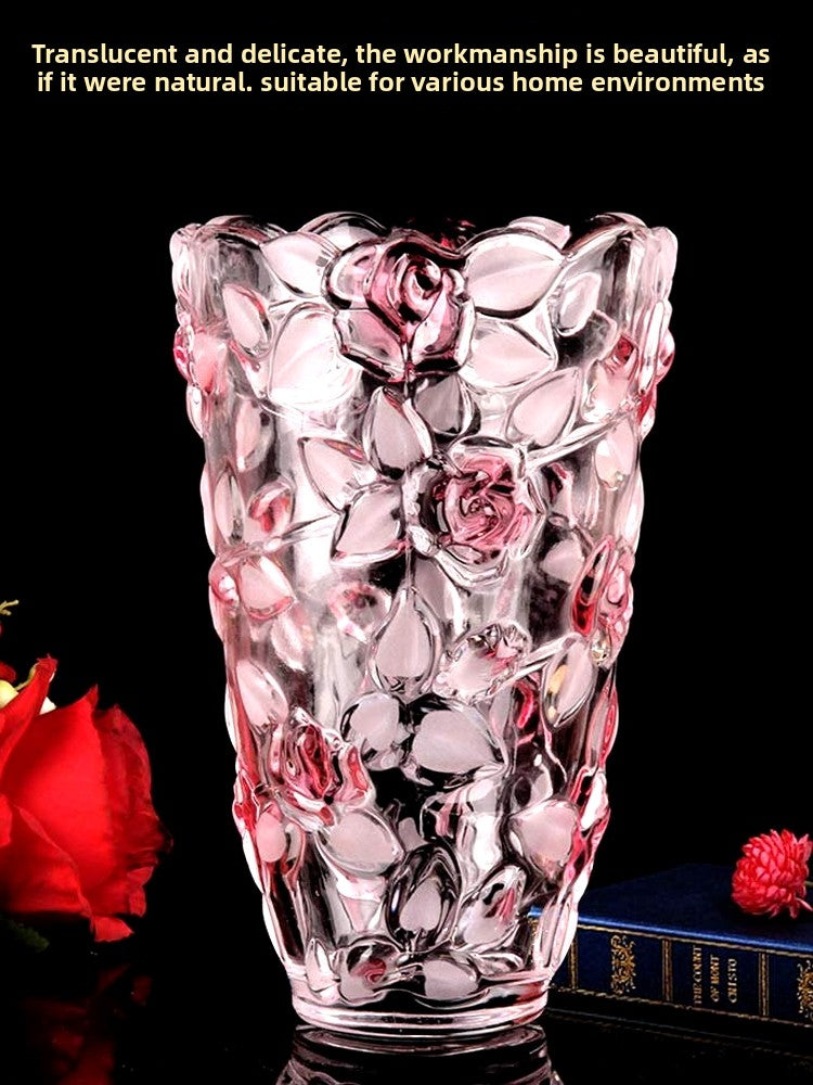 Rose crystal glass vase