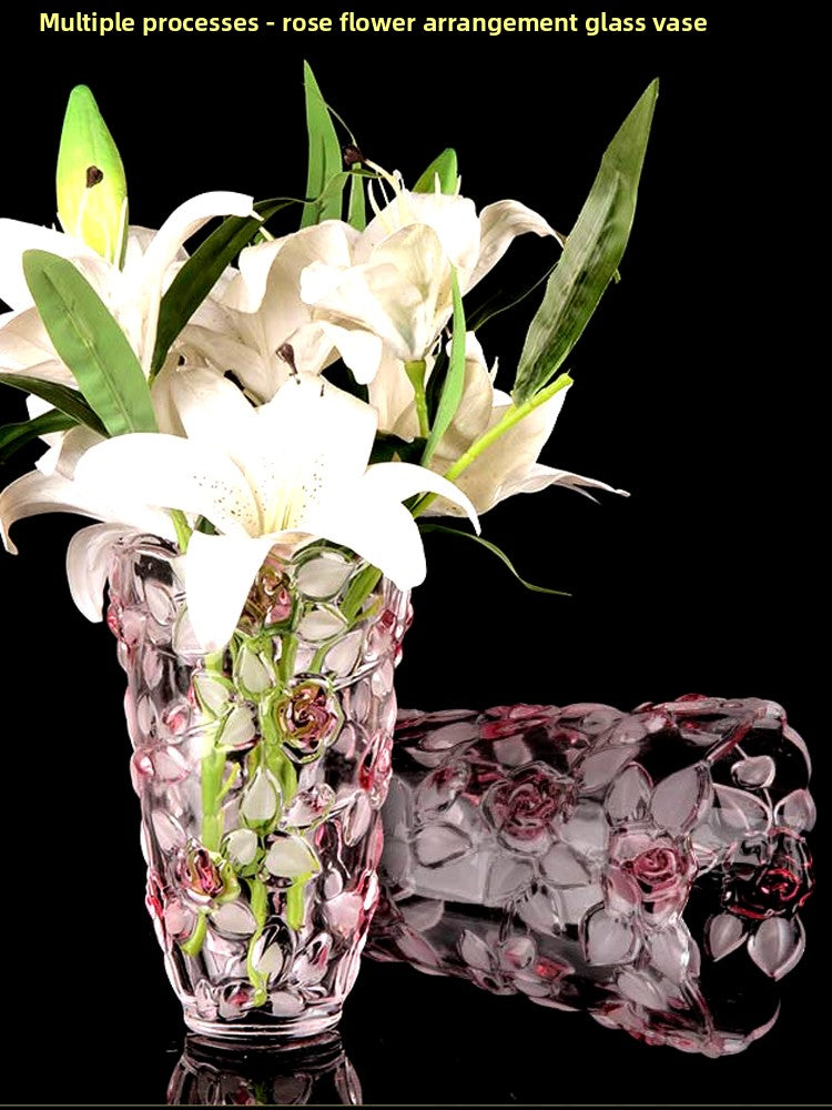 Rose crystal glass vase