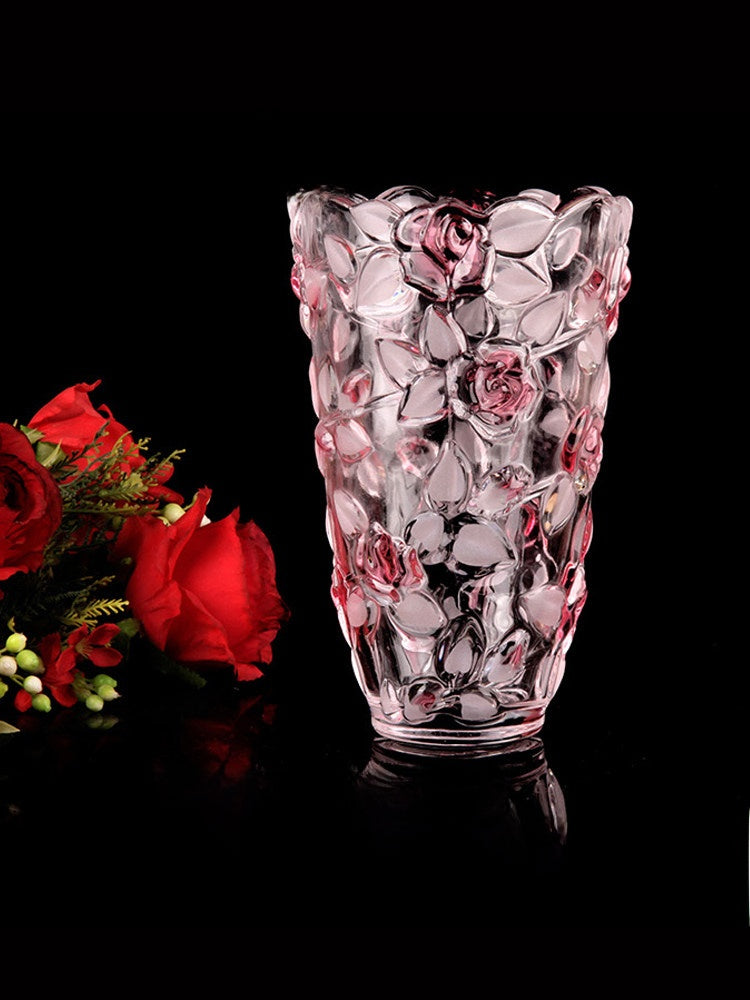 Rose crystal glass vase