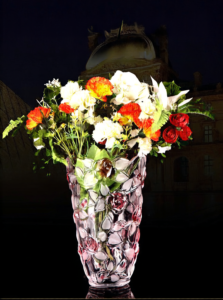 Rose crystal glass vase