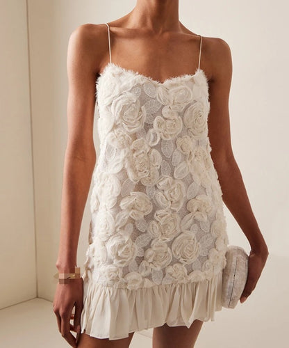 Rose Decorated Ruffled Suspender Dress