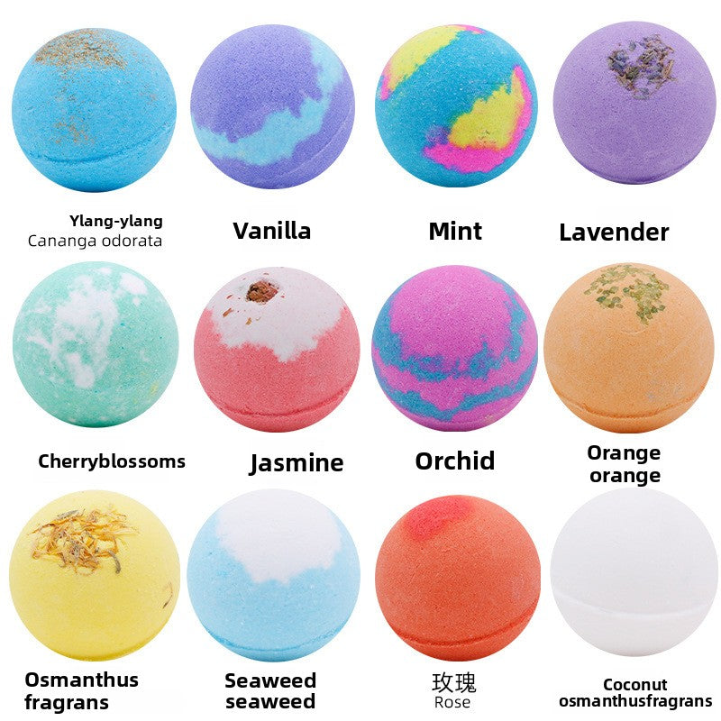 Rose Essential Oil Sea Salt Bath Ball Set