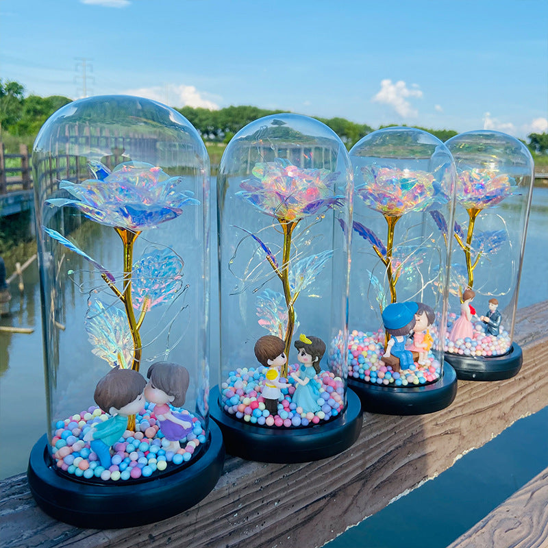 Rose flower glass cover