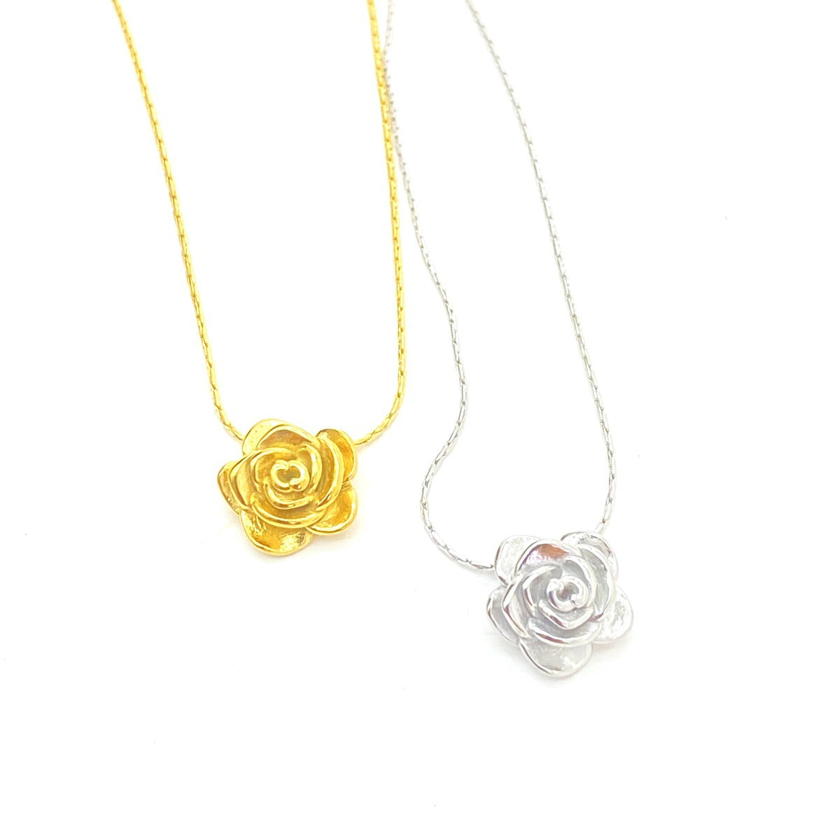Rose Flower Pendant Titanium Steel Adjustable Necklace