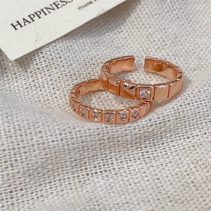Rose Gold Adjustable Couple Rings Set