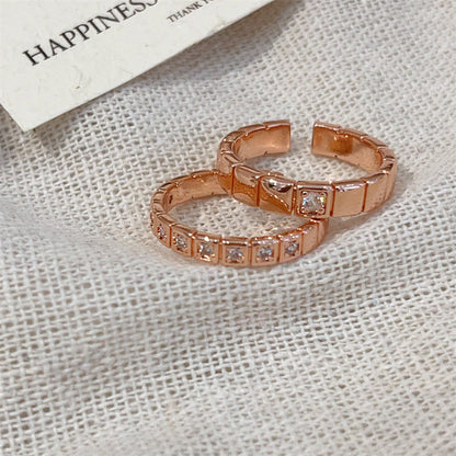 Rose Gold Adjustable Couple Rings Set