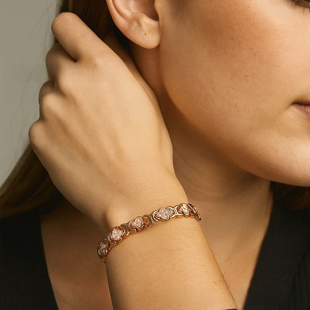 Rose Gold Plated Red Copper Four-Leaf Clover