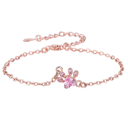 Rose Gold Silver Geometric Footprint Bracelet