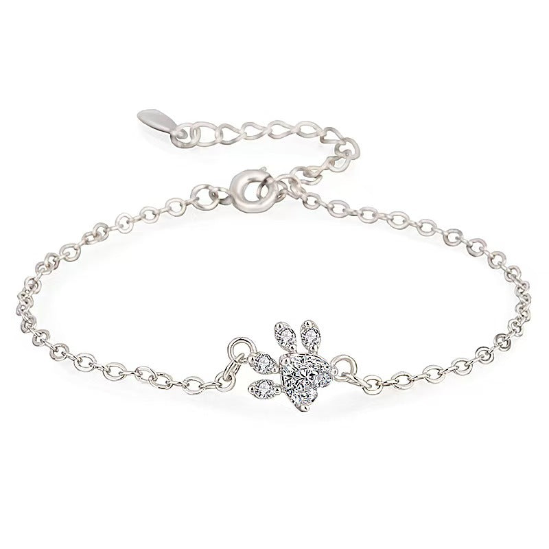 Rose Gold Silver Geometric Footprint Bracelet